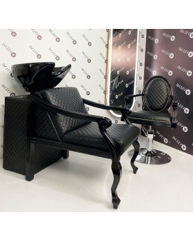 Меблевий набір Mozart Black для перукаря: крісло з гідравлікою на диску + перукарська мийка Меблевий набір Mozart Black для перукаря: крісло з гідравлікою на диску + перукарська мийка