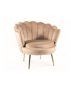 Кресло для гостиной и салона CAMELLIA 1 VELVET BL.28 бежевый велюр ножки золото Кресло для гостиной и салона CAMELLIA 1 VELVET BL.28 бежевый велюр ножки золото