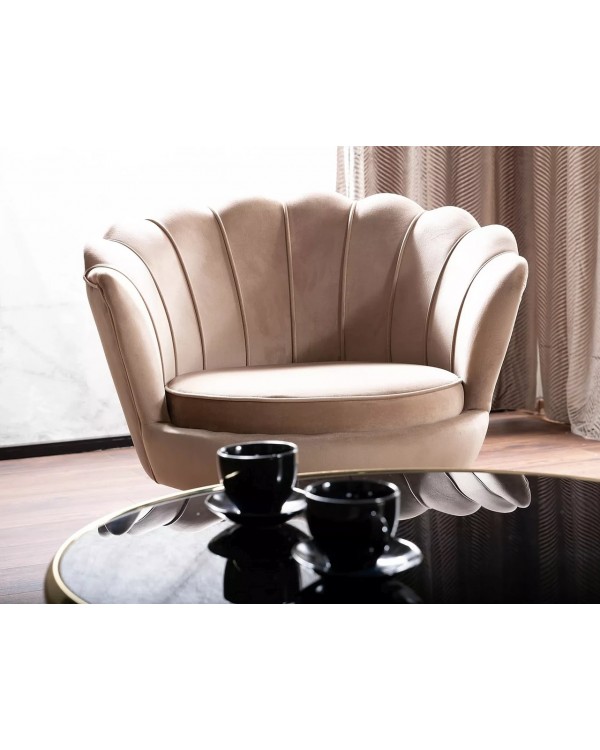 Крісло для вітальні та салону CAMELLIA 1 VELVET BL.28 бежевий велюр ніжки золото Крісло для вітальні та салону CAMELLIA 1 VELVET BL.28 бежевий велюр ніжки золото