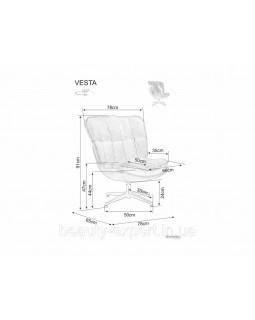 Поворотное кресло VESTA VELVET TAP.218 мягкое серое кресло для спальни лаунж-зоны и кабинета-foto8