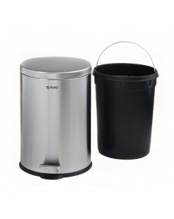 Металлическая мусорная корзина Rixo Solido PB220S 20 л нержавеющая сталь с педалью-foto5