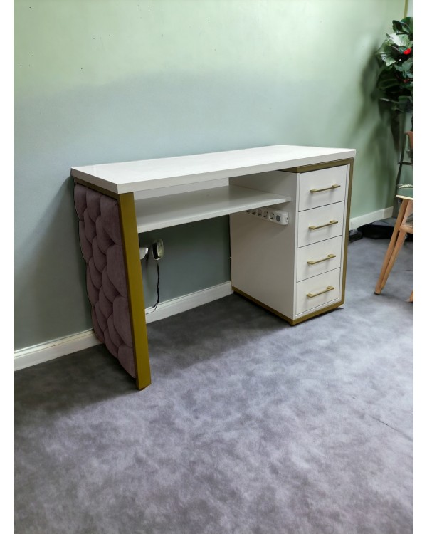 Однотумбовый маникюрный стол для мастера PREMIUM-05 с ящиками полкой и розетками Однотумбовый маникюрный стол для мастера PREMIUM-05 с ящиками полкой и розетками