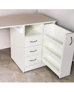 Стол для маникюра с карго и ящиками однотумбовый с блоком розеток 130×50×74 см-foto6