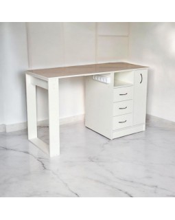 Стол для маникюра с карго и ящиками однотумбовый с блоком розеток 130×50×74 см-foto7