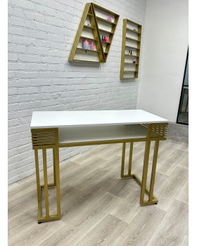 Маникюрный стол PREMIUM-09 с металлическим каркасом и полкой для мастера маникюра-foto5