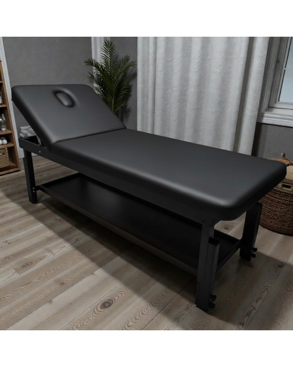 Стаціонарний масажний стіл на міцному дерев'яному каркасі з регулюванням висоти KP-11 BLACK