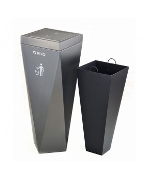 Металева урна для сміття Rixo Solido WB060G Black 60 л з внутрішнім знімним відром-foto4