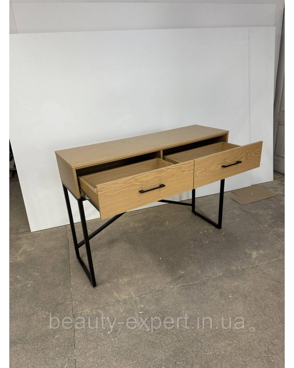 Стол маникюрный с двумя ящичками СМ_loft-03в Столик с металлическим каркасом для мастера салона красоты Стол маникюрный с двумя ящичками СМ_loft-03в Столик с металлическим каркасом для мастера салона красоты