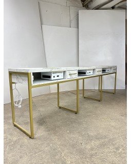 Трехместный маникюрный стол с розетками СМ900-01 Рабочий стол для трех мастеров маникюра-foto6
