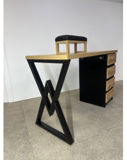 Маникюрный стол LOFT СМ100-05 стол с тумбой на 4 ящик + РОЗЕТКИ + маникюрная подставка для рук клиента-foto3