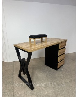 Маникюрный стол LOFT СМ100-05 стол с тумбой на 4 ящик + РОЗЕТКИ + маникюрная подставка для рук клиента-foto4