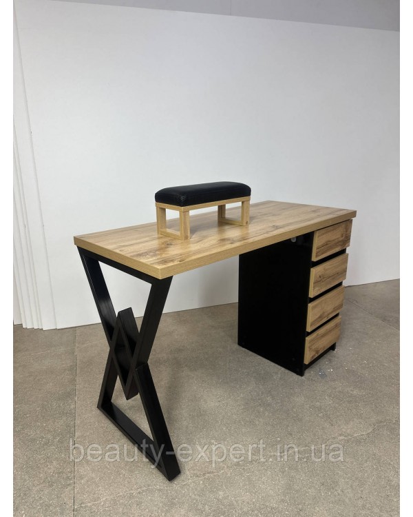 Манікюрний стіл LOFT СМ100-05 стіл з тумбою на 4 ящик + РОЗЕТКИ + підставка манікюрна для рук клієнта Манікюрний стіл LOFT СМ100-05 стіл з тумбою на 4 ящик + РОЗЕТКИ + підставка манікюрна для рук клієнта