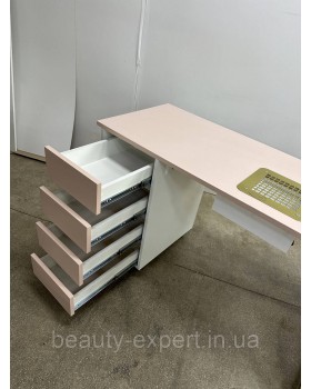 Стол маникюрный Loft СМ100-24 рабочий стол мастера маникюра с тумбой на 4 ящика + врезные РОЗЕТКИ-foto10