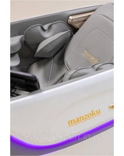 Комфортне масажне крісло Manzoku Taiko Ultrasound White для дому з інфрачервоним прогрівом та релаксом-foto8