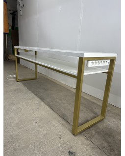 Стол маникюрный на металлических ножках loft-17а_MR Широкий стол для двух мастеров маникюра 200х50х80см-foto6