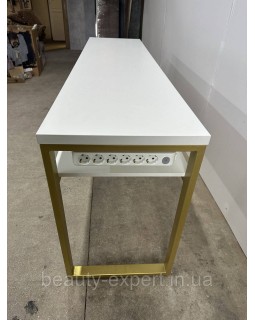 Стол маникюрный на металлических ножках loft-17а_MR Широкий стол для двух мастеров маникюра 200х50х80см-foto7