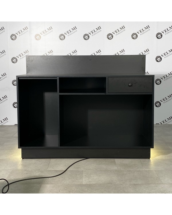 Стіл-рецепція для адміністратора ONYX ресепшн з графітовим дзеркалом та LED-підсвіткою VM433 Стіл-рецепція для адміністратора ONYX ресепшн з графітовим дзеркалом та LED-підсвіткою VM433