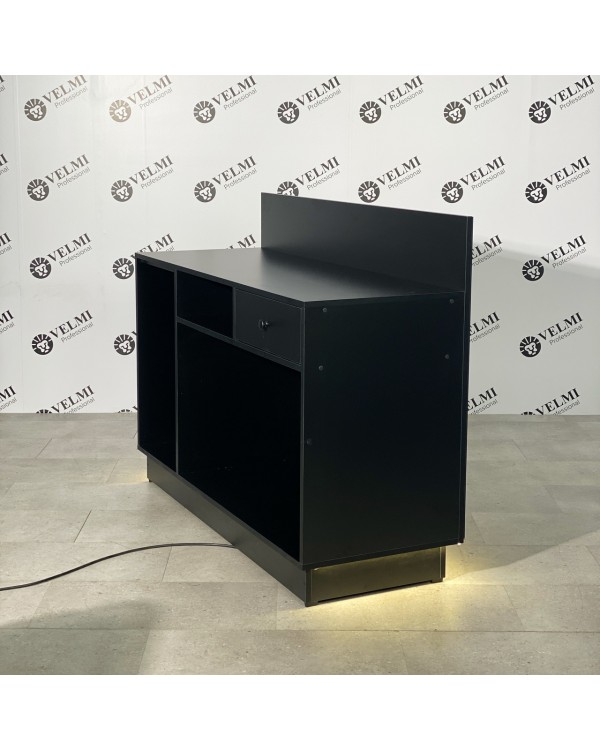 Стіл-рецепція для адміністратора ONYX ресепшн з графітовим дзеркалом та LED-підсвіткою VM433 Стіл-рецепція для адміністратора ONYX ресепшн з графітовим дзеркалом та LED-підсвіткою VM433