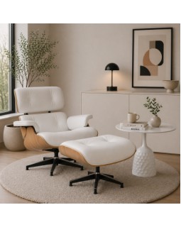 Комплект для гостиной Relax White + Лола (кресло с подставкой для ног в обивке из натуральной кожи и столик) Комплект для гостиной Relax White + Лола (кресло с подставкой для ног в обивке из натуральной кожи и столик)