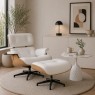 Комплект для вітальні Relax White + Лола (крісло з підставкою для ніг в оббивці з натуральної шкіри та столик)