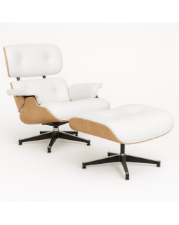 Комплект для гостиной Relax White + Лола (кресло с подставкой для ног в обивке из натуральной кожи и столик)-foto3