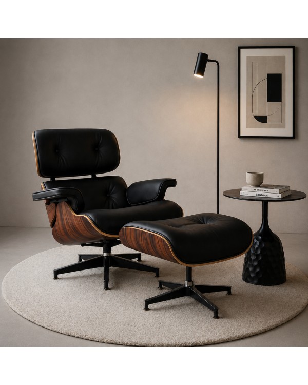 Комплект меблів Relax Black і Лола (сучасне крісло з отоманкою для релаксу та круглий столик) Комплект меблів Relax Black і Лола (сучасне крісло з отоманкою для релаксу та круглий столик)