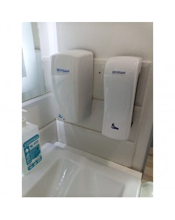 Настенный дозатор для пенного мыла пластиковый белый 800 мл-foto5