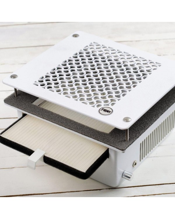 Вбудована манікюрна витяжка TeriTurbo HEPA фільтр врізний пилосос для манікюру(сітка білий пластик)