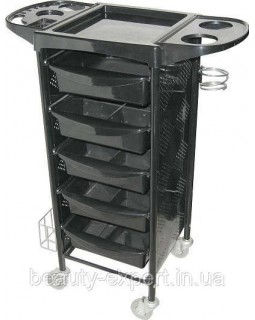 Тележка парикмахерская черная с металлическими боковинами 3015В ABS-foto3