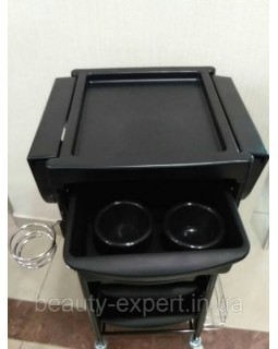 Тележка парикмахерская черная с металлическими боковинами 3015В ABS-foto5