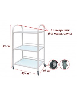 Столик косметологический, тележка для салона красоты ST-004 на 3 полки, стекло, белая-foto5
