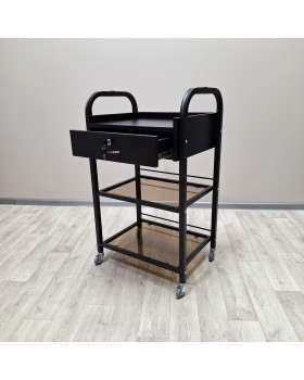 Тележка для педикюра на колесиках с ящиком ST_R-9 black черная тележка для тату столик для мастера ресниц Тележка для педикюра на колесиках с ящиком ST_R-9 black черная тележка для тату столик для мастера ресниц