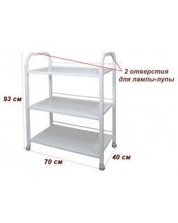 Косметологічна візок, столик під апарати BS-016 на 3 полки, ДСП, біла