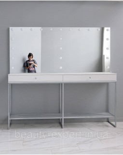 Візажна станція Camelia double_734 перукарські дзеркала з лампами для 2 майстрів візаж столики з дзеркалом-foto4