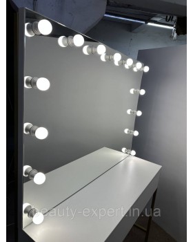 Столик для візажу та макіяжу MR_ДЗ-09 з LED-дзеркалом і висувними ящиками Перукарські дзеркала-foto7
