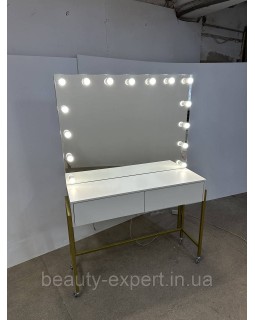 Столик для візажу та макіяжу MR_ДЗ-09 з LED-дзеркалом і висувними ящиками Перукарські дзеркала-foto2