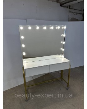 Столик для візажу та макіяжу MR_ДЗ-09 з LED-дзеркалом і висувними ящиками Перукарські дзеркала-foto2