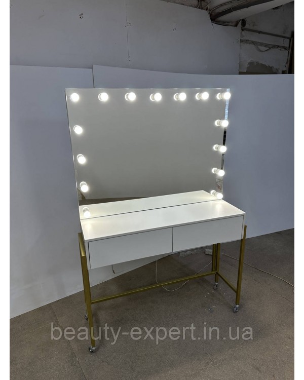Столик для візажу та макіяжу MR_ДЗ-09 з LED-дзеркалом і висувними ящиками Перукарські дзеркала