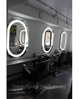 Перукарське дзеркало ОВАЛ з LED підсвічуванням в салон краси MR_OVAL робочі місця перукарів та візажистів-foto4