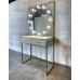 Макіяжна станція кругле дзеркало з лампами в золотій рамі лофт для візажистів та перукарів MR LOFT 90 Макіяжна станція кругле дзеркало з лампами в золотій рамі лофт для візажистів та перукарів MR LOFT 90