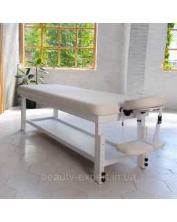 Кушетка масажна дерев'яна SPA масажний стіл 1 секційний з підголовником та полицею ST_KP-9 WHITE&SNOW-foto4