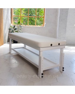Кушетка масажна дерев'яна SPA масажний стіл 1 секційний з підголовником та полицею ST_KP-9 WHITE&SNOW-foto6