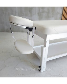 Кушетка масажна дерев'яна SPA масажний стіл 1 секційний з підголовником та полицею ST_KP-9 WHITE&SNOW-foto2