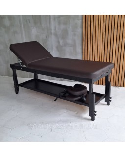 Професійна кушетка КР-10 BROWN - 2-х секційний масажний стіл для салону з механічним регулюванням-foto2