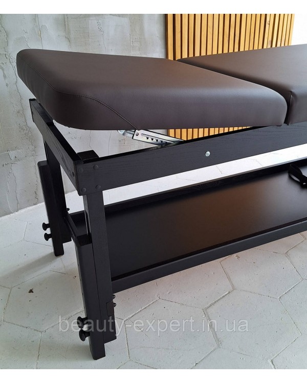 Профессиональная кушетка КР-10 BROWN - 2-х секционный массажный стол для салона с механической регулировкой Профессиональная кушетка КР-10 BROWN - 2-х секционный массажный стол для салона с механической регулировкой