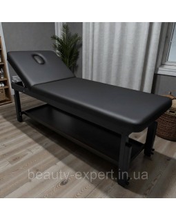 Стаціонарний масажний стіл на міцному дерев'яному каркасі з регулюванням висоти KP-11 BLACK-foto2