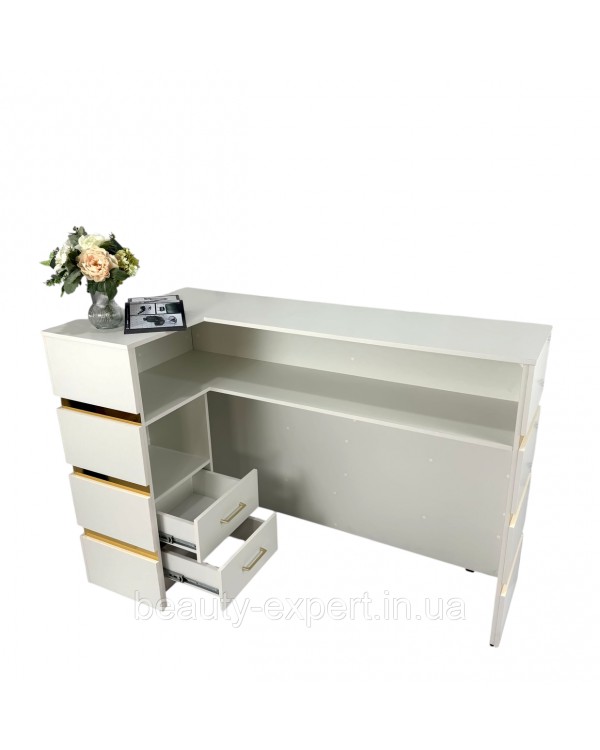 Ресепшн кутова стійка для стоматології WHITE Cardinal-423/1 стіл адміністратора у приймальню Ресепшн кутова стійка для стоматології WHITE Cardinal-423/1 стіл адміністратора у приймальню