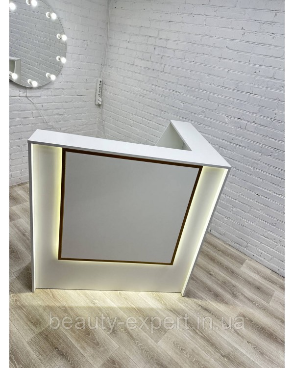 Рецепція для салону краси з LED підсвічуванням РЕС-20 Кутова стійка адміністратора для салонів та офісів Рецепція для салону краси з LED підсвічуванням РЕС-20 Кутова стійка адміністратора для салонів та офісів
