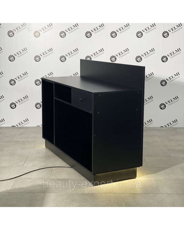 Стол-рецепция для администратора ONYX ресепшн с графитовым зеркалом и LED-подсветкой VM433 Стол-рецепция для администратора ONYX ресепшн с графитовым зеркалом и LED-подсветкой VM433