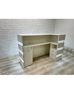 Професійна рецепція адміністратора з підсвічуванням та тумбами РЕС-18 Стильна кутова стійка ресепшн-foto5